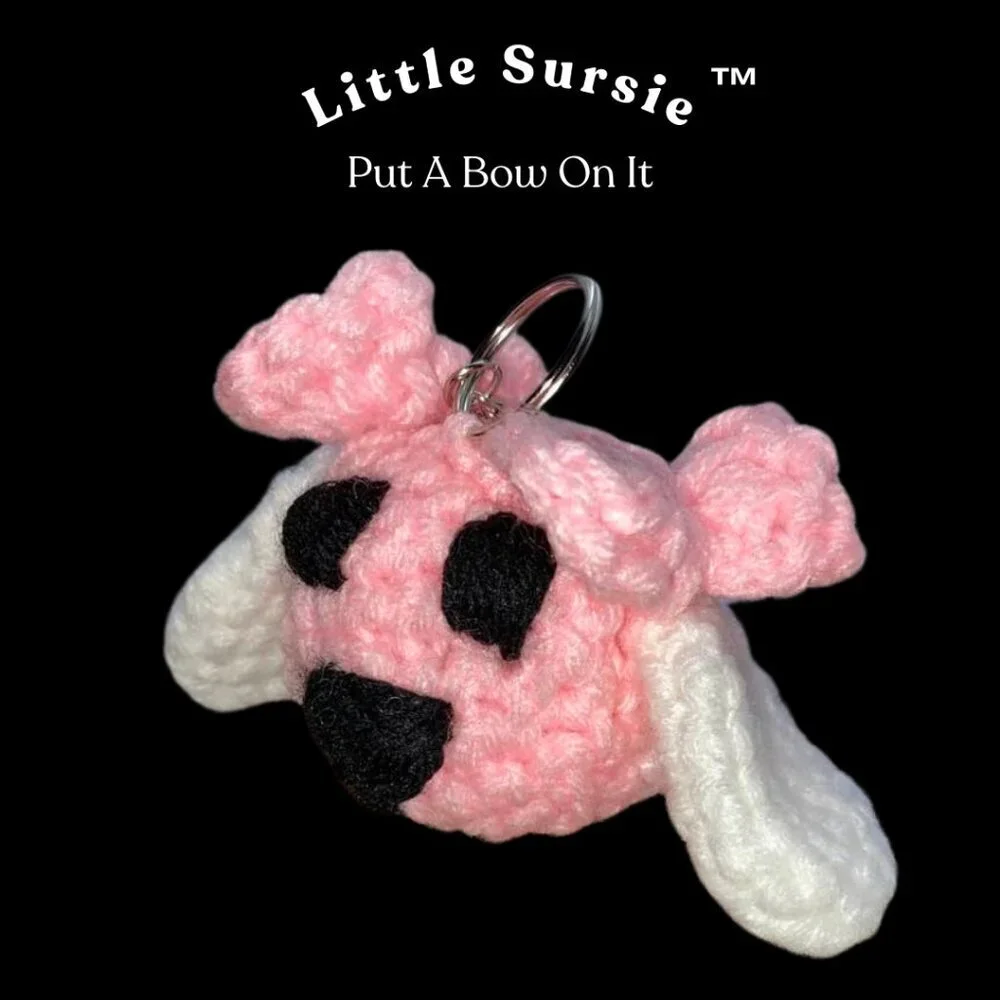 Handmade Crochet Pink Puppy With Bows Amigurumi Put A Bow On It Crocheted Plush